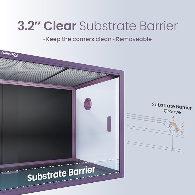 Phailozoo 120 Gallon Bearded Dragon Tank,48" x 24" x 24" Reptile Tank with Sliding Door Top Screen Ventilation, Front Opening Reptile Enclosure for Easy Maintenance