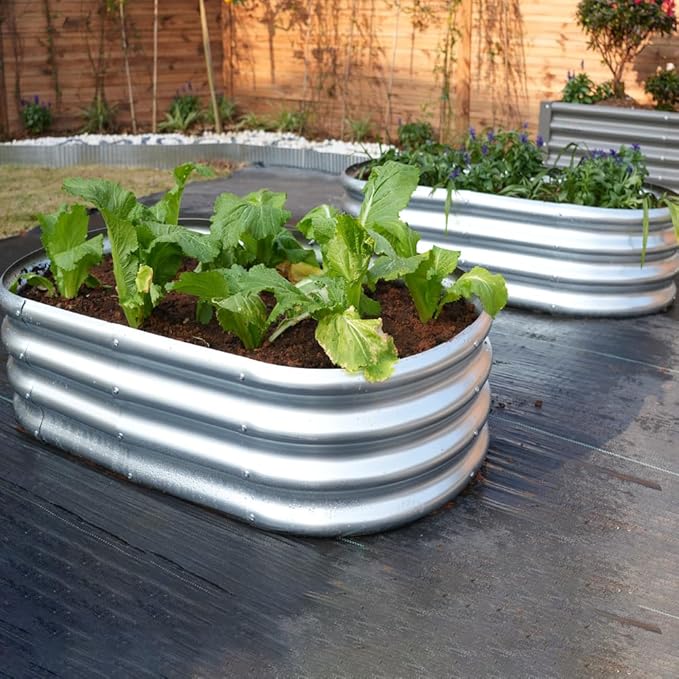 4x2x1 ft Galvanized Raised Garden Bed Outdoor, 2-Pack 12" Tall Metal Planter Boxes for Planting Vegetables, Flowers, Herbs, Tomato - Corrugated Rust-Resistant Elevated Garden Beds Kit, Silver