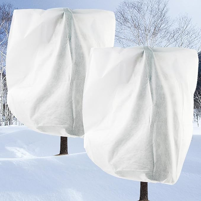 Cthenqeeu 2 Pack H84 x W72 Plant Covers Freeze Protection - Shrub Cover, Winter Tree Cover with Drawstring for Season Extension & Frost Protection, White