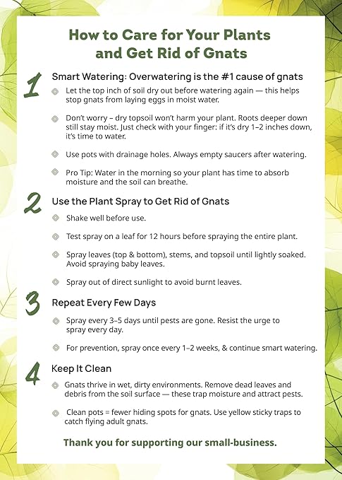 Kate's Garden Plant Spray for Insects & Getting Rid of Gnats. Fungus Gnat Killer & Bug Spray for Indoor Plants (16oz, Pet Safe, Non Toxic)