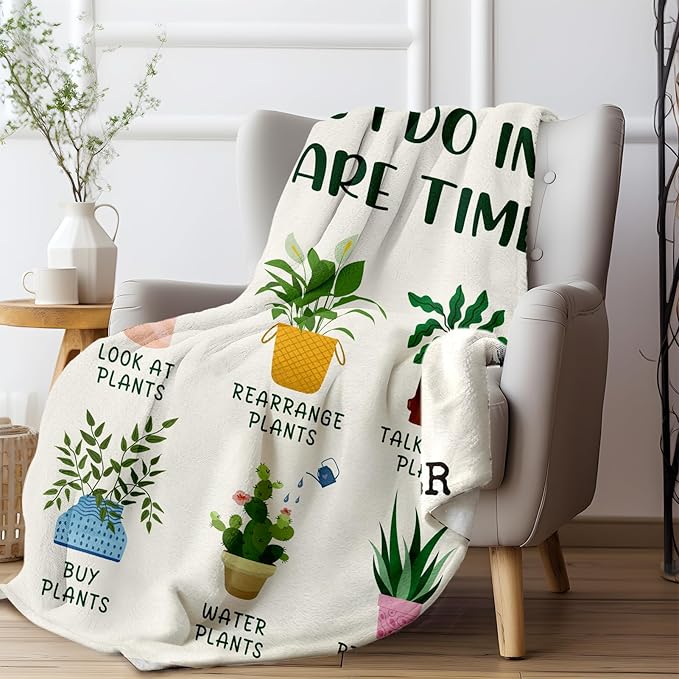 Glydein Plant Lover Gifts for Women Men, Gardening Gifts for Women Men, Flannel Soft Blanket Decor, Plant Lady Mom Gift Ideas, Gardener Gift for Birthday Mothers Day Christmas - 50x60 inches