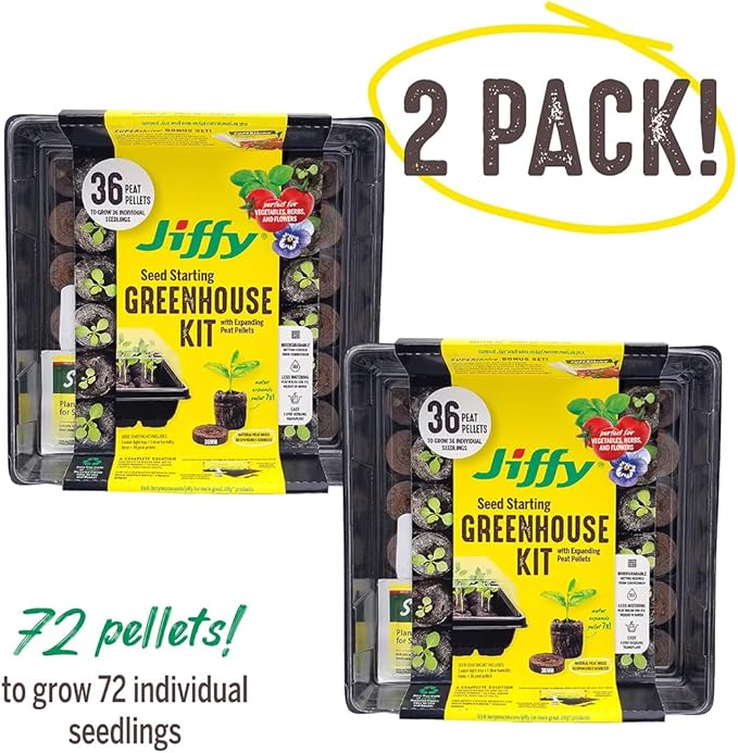 Jiffy Plant Germination Kit - Seed Starter Tray with Lettuce Seeds, 36 Cell, 2 Pack - Plastic