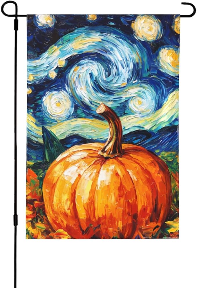 Pumpkin Thanksgiving Day Garden Flag 12x18 Inch Double Sided All-Weather Polyester Outdoor Flag For Patio Lawn Yard And Garden Welcome Decor