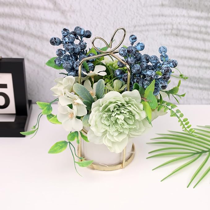 Fake Blueberries Artificial Berry Picks for Decor,Artificial Blueberry Stems for Lifelike Fruits Arrangement Flowers DIY Christmas Wedding Crafts-3 Pack