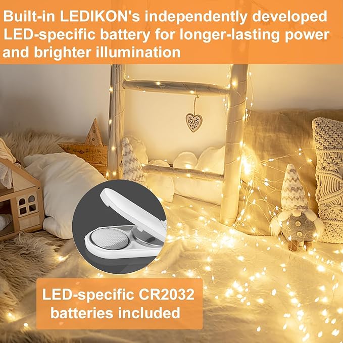 24 Pack Mini Fairy Lights Battery Operated - Long Lasting CR2032 Battery, 6.6ft 20 LED Warm White String Lights for Wedding Centerpieces, Crafts, Mason Jars Decor