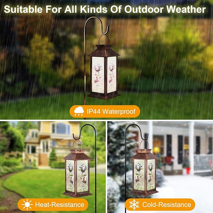 Pawatee Solar Hanging Lanterns, Bronze Cow Style, Waterproof, LED, Ideal for Garden Decor, Outdoor Gatherings, and Gifting