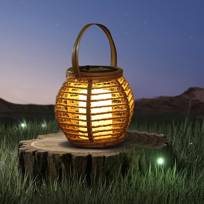 Solar Lanterns Outdoor Waterproof, Imitation Candle Lantern in Bohemian Style for Garden, Backyard, Patio Decor, Birthday Gifts for Women Mom Grandma, Hanging Garden Lights for Outside