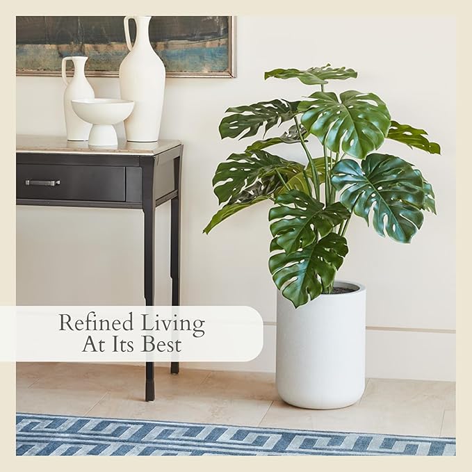 Monstera Tree, Premium Artifcial Indoor Tree Stands 4' Tall, Lifelike-Leaves & Hand Painted Trunk, Planter Pot Included