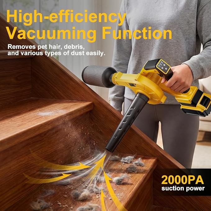 DeForce Electric Leaf Blower Cordless for Dewalt 20V Max Battery, 2026 Upgraded 4 in 1 Blower/Vacuum/Inflator/Deflator, 3 Speed Modes,190 MPH/280CFM, Extended Tube for Leaves, Dust, Lawn(No Battery)