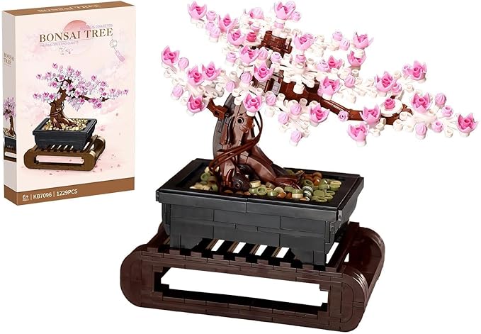Vamuss 3-In-1Le-go Bonsai Tree Building Set,Cherry Blossom Tree Building Set,DIY Plant Model Botanical Collection Design Kit for Adults,Creative Gift for Home Décor and Office Art