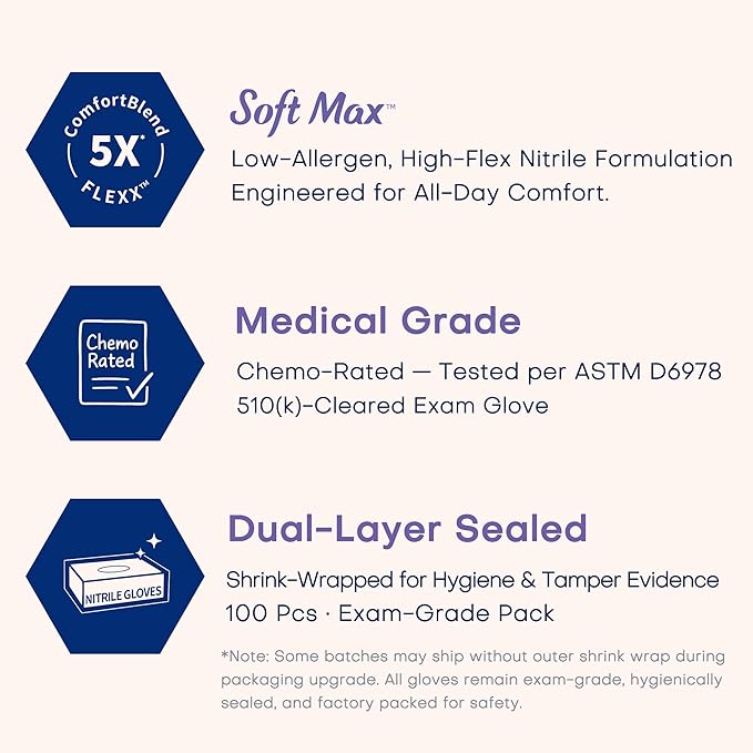 Medical Soft Max™ Nitrile Disposable Gloves, 100 Ct Latex-Free Powder-Free Food Safe Cooking Cleaning Lab Exam Glove