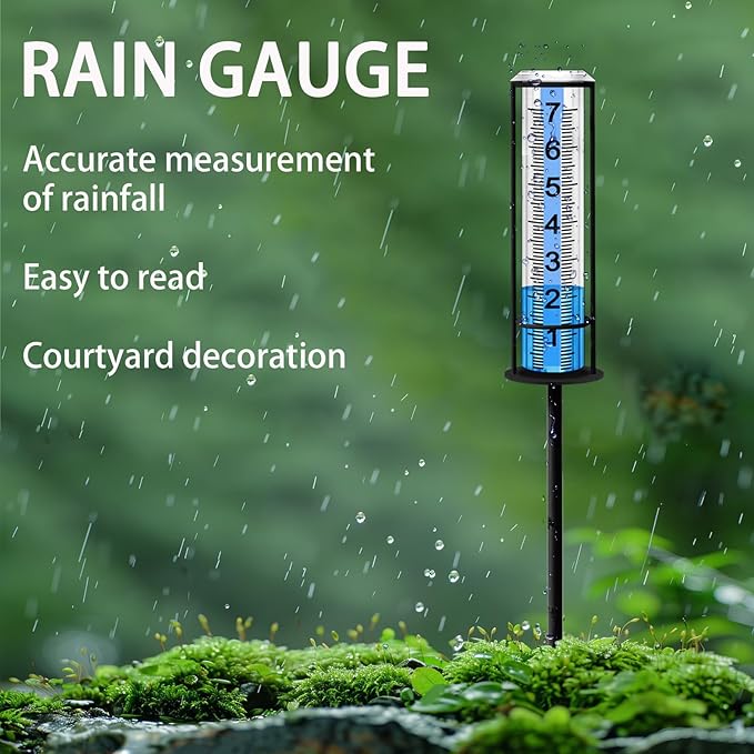 Rain Gauge Outdoor, Upgraded Rain Gauges Outdoors Best Rated,Accurate Rain Measure Gauge for Yard,Adjustable Height Rainfall Meter,Rain Gauge Outdoor Freeze Proof,Rain Measuring Tool,Easy to Read