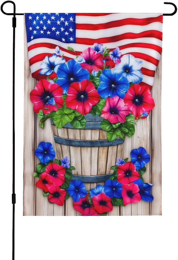USA Garden Flag Vertical Double Sided Outdoor Yard Flags 12.5x18 Inch Burlap Banners for House Lawn