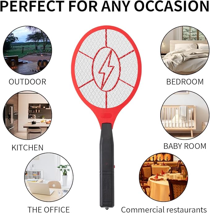 Electric Fly Swatter 2 Pack (Red & Blue), Battery Powered Bug Zapper Racket for Mosquitoes & Flies, Safe Protective Mesh, Indoor & Outdoor Use, Batteries Not Included