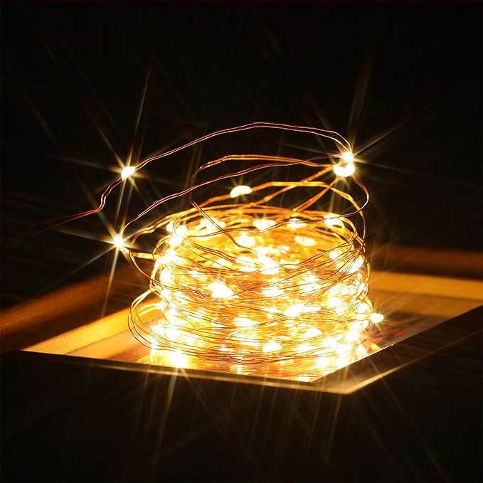 Beingreat 2 Pack USB Plug-in Fairy Lights, 33ft 100 Mini LED Copper String Lights with 8 Modes, USB Starry Lights for Bedroom Wedding Christmas Garden Party DIY Crafting, Warm White
