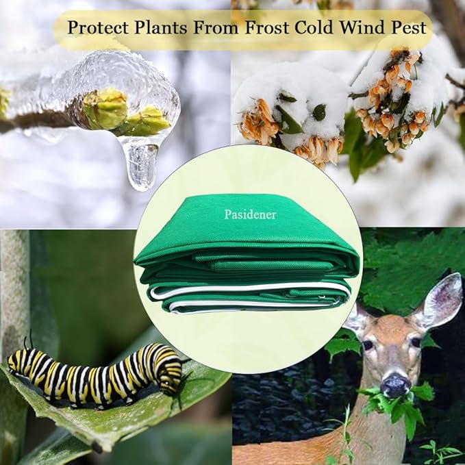 Pasidener Plant Covers Freeze Protection 2 Packs 75" X55" 2.2oz Tree Covers Frost Plant Covers Freeze Cloth for Outdoor Plants with Zipper Drawstring