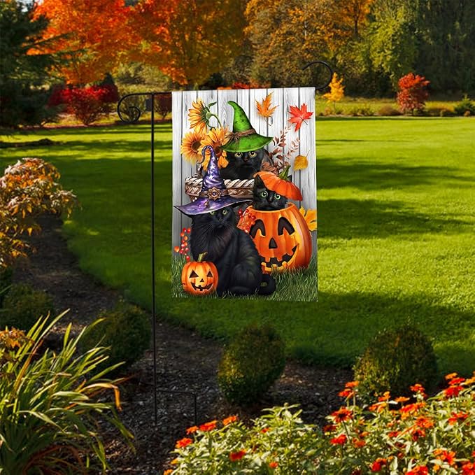 Briarwood Lane Halloween Kittens and Jacks Garden Flag