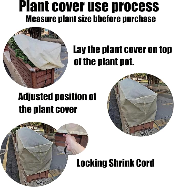 EJW Planter Cover, Plant Covers Freeze Protection,4 Pack68.8 17.7" 15.7" Planter Covers for Winter, Frost Cloths for Outdoor Plants, Raised Bed Covers for Winter.