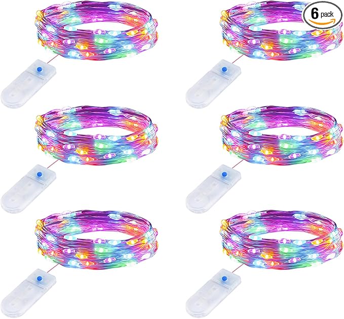 Minetom 6 Pack Pastel Fairy Lights - 7ft 20 LED Waterproof Battery Operated String Lights for Easter Day Decor DIY Crafts Wedding Table Centerpieces, Pastel