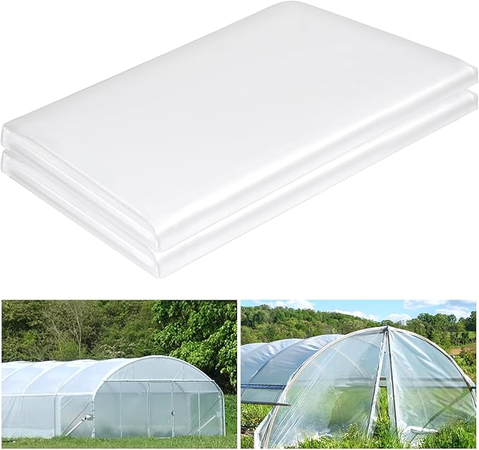 10 x 20 FT Clear Greenhouse Plastic Sheeting, 6 Mil Polyethylene Film Heavy Duty, Water Sun Frost Wind Dust Resistant Winter Hoop House Toughness Plastic Cover for Farming, Gardening, Agriculture,DIY