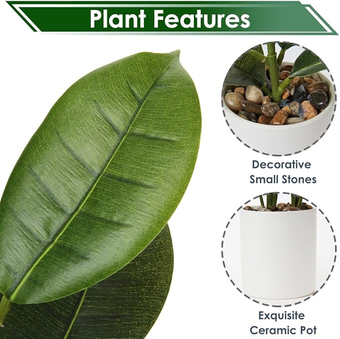 Briful Artificial Potted Plants 13" Green Faux Plants Indoor Small Fake Plant Decor for Home Table Office House Bathroom Shelf Living Room Desk Decoration