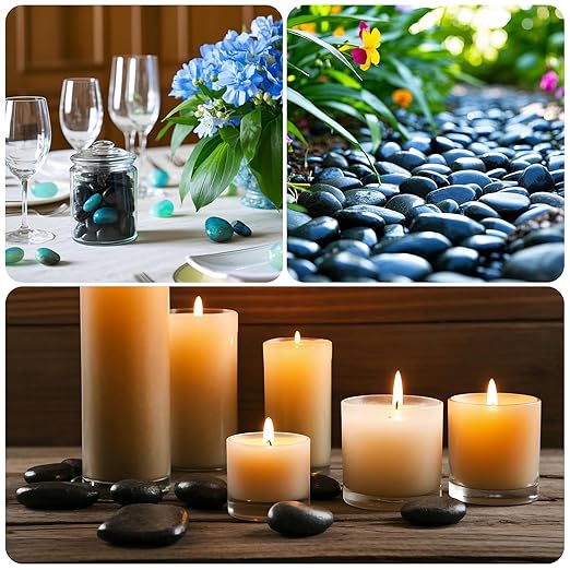GreenVibe Large Pebbles for Plants, 5lbs Black Pebbles 2-3 Inch Decorative River Rocks for Indoor Planters, High Polished Stones for Vase Filler Fish Tank Landscaping Garden
