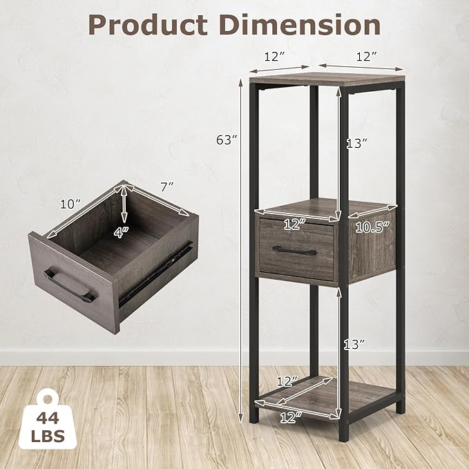 Giantex 3 Tier Tall Plant Stand Indoor, 36 Inch Corner Plant Holder with Drawer & Metal Frame, Modern Plant Shelf for Multiple Flower Pots, Square Plant Tables for Balcony, Living Room (2 Pack)