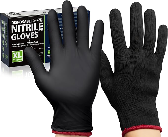 BBQ Gloves Heat Resistant - 6 Cotton Liners, 100 Food Grade Disposable Nitrile Gloves for Safe Cooking and Grilling