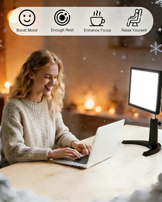 MirthSip 10000 Full Spectrum, UV-Free Light LED Sunlight Lamp with 3 in 1 Mount, Timer & Adjustable Brightness, Portable, Daylight for Office Reading Morning Routine