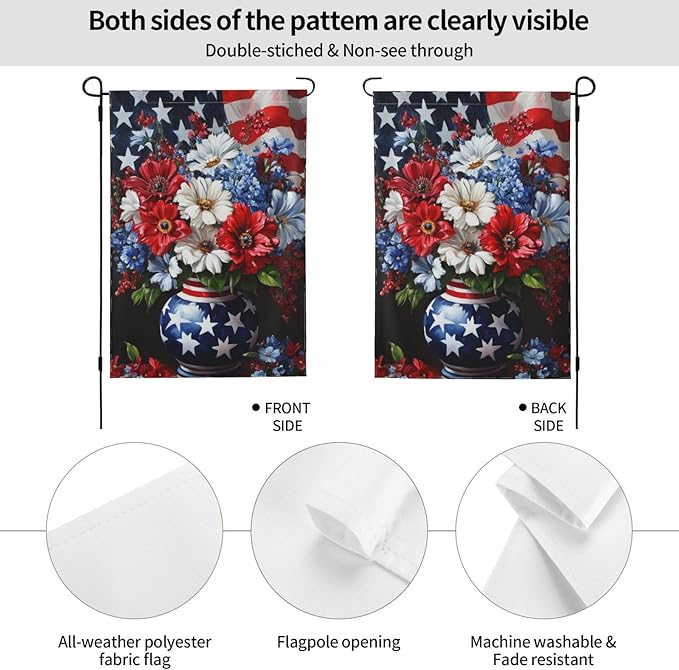 Flowers Garden Flag 12x18 Inch Double Sided Polyester Outdoor Flag For Patio Lawn Yard And Garden Decor