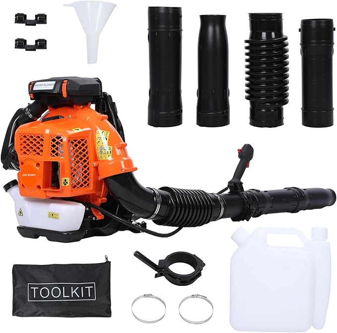80CC Backpack Leaf Blower Gas Powered - 900 CFM | 4.3 HP | 206 MPH High Airflow Heavy Duty Commercial Gas Leaf Blower for Yard Lawn Care, Clears Leaves, Debris & Snow, EB850EZ