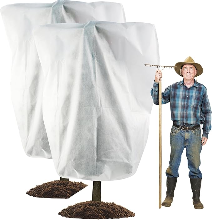 Cthenqeeu 2 Pack H84 x W72 Plant Covers Freeze Protection - Shrub Cover, Winter Tree Cover with Drawstring for Season Extension & Frost Protection, White