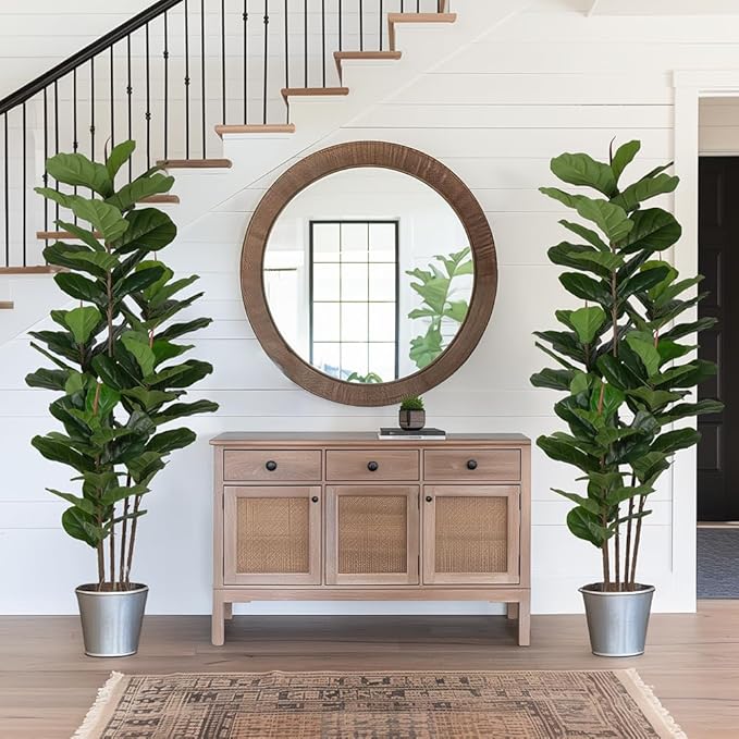 Yepdin 2 Pack Fiddle Leaf Fig Tree - Artificial Ficus Tree with Tall Artificial Plants Large 69 Fiddle Leaves -Fake Trees for Indoor Outdoor Home Decor Living Room