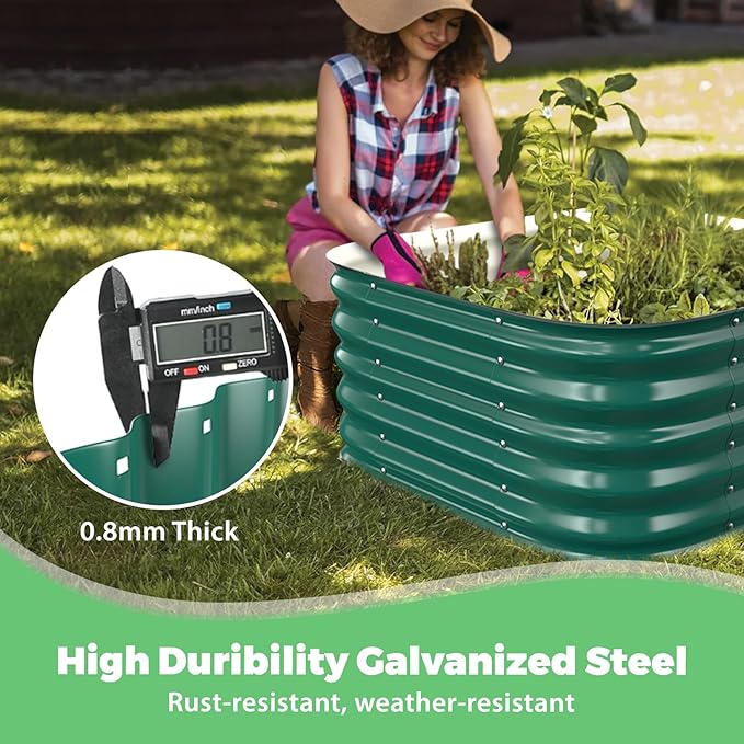 Galvanized Raised Garden Bed, 2.3x2.3x1.5ft Garden Planter Bed Outdoor, Heavy Duty Rustproof Steel Raised Bed Kit for Gardening Vegetables Fruits Flowers Grow Green