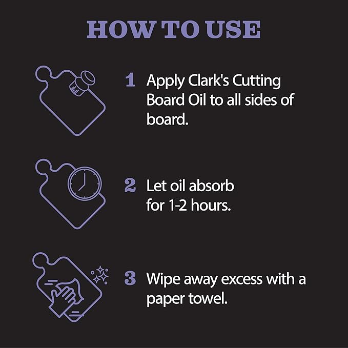 CLARK’S Cutting Board Oil and Wax Kit - Set includes Food Grade Mineral Oil (12oz), Finishing Wood Wax (6oz), Applicator Sponge & Buffing Pad, Enriched with Food Safe Lavender and Rosemary Extract