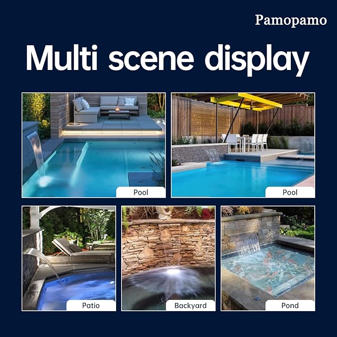 Pond Waterfall Spillway Pool Fountain Water Feature, Black Stainless Steel Outdoor Fountains, Swimming Pool Water Flow Waterfalls Kit for Garden Patio Ponds-11.8"x7.8"x3.9"(NO Light)