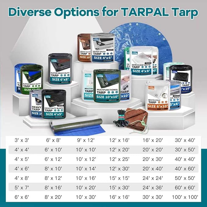 TARPAL 10'x12' Clear Green Tarp Heavy Duty Waterproof 12mil with Grommets or Zip Ties for Large Greenhouses for Outdoors Garden,Farm,Chicken Coops
