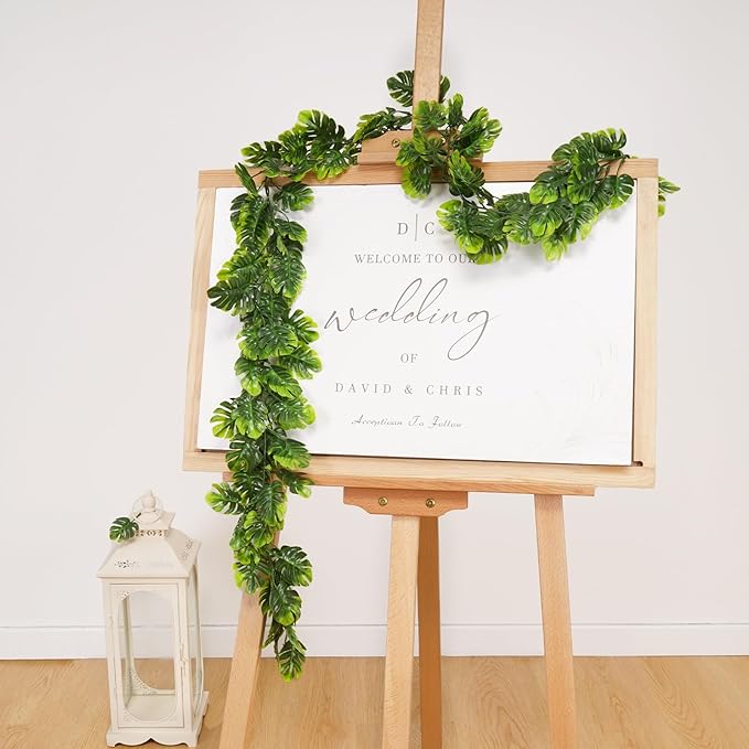 Dolicer 6Pcs Artificial Vines Greenery Garland, 5.6Ft Fake Hanging Greenery Plants Monstera Leaf Vines Tropical Palm Leaves Garland for Home Garden Porch Patio Hawaiian Party Indoor Outdoor Decor