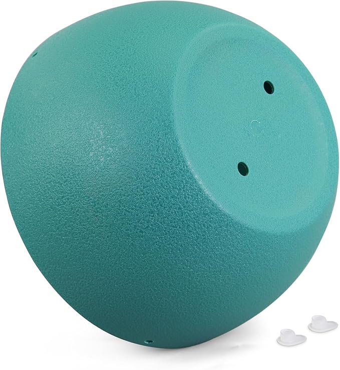 Meowell 10 inch Hanging Planters for Indoor Outdoor Plants, 2 Pack Hanging Flower Pots with Drainage Holes and Chain for Garden Porch, Plastic Hanging Baskets for House Plants, Blue Green