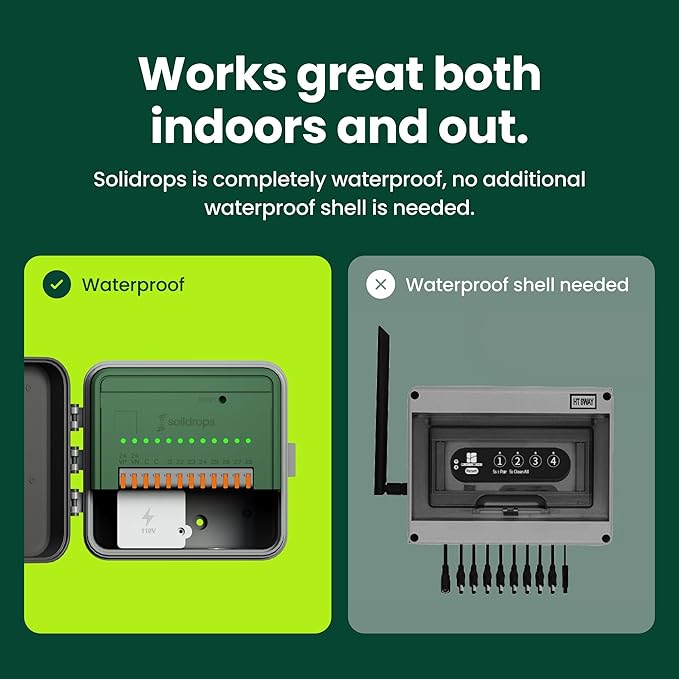 Soildrops AI Smart Sprinkler Controller, 8-Zone WiFi Irrigation Controller for Indoor & Outdoor Use, DIY Garden & Lawn Watering Kit, App-Based Auto Watering