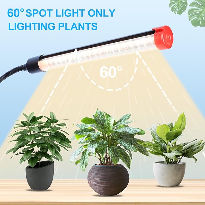 Orchbloom 6-Head Grow Light with Stand and Timer, 54 Watt Power Home Plug LED Grow Lights for Indoor Plants for Tall Houseplants, Bonsai Tree, Seed Starting, 24"-64" Adjustable Height