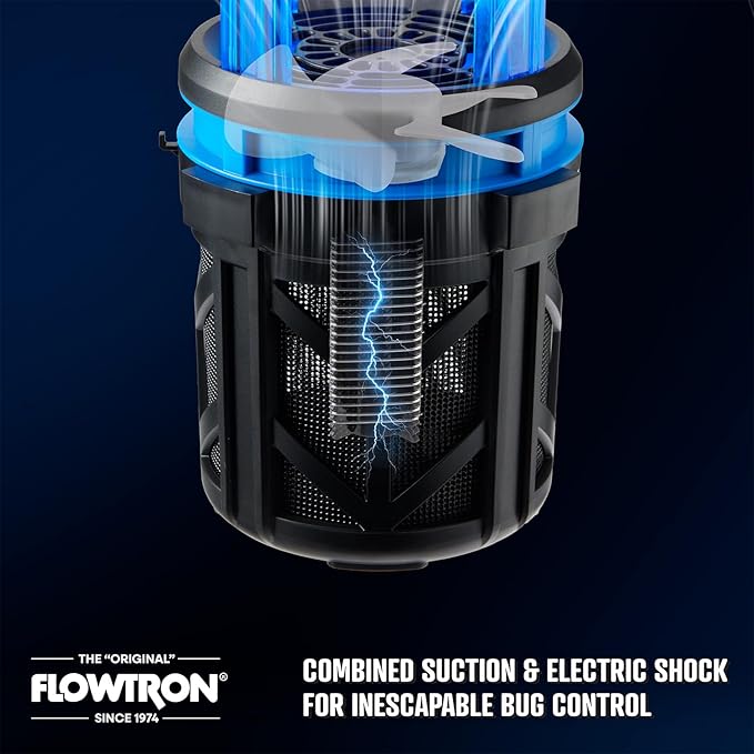 Flowtron Indoor Outdoor Bug Trap Zapper | Electric Insect Killer with UV Light & Fan | 800 Volt Stun Grid & 530 Sq Ft Coverage | Silent Mosquito, Fly, Gnat, Insect Trap for Patio, Yard, Home, Garage
