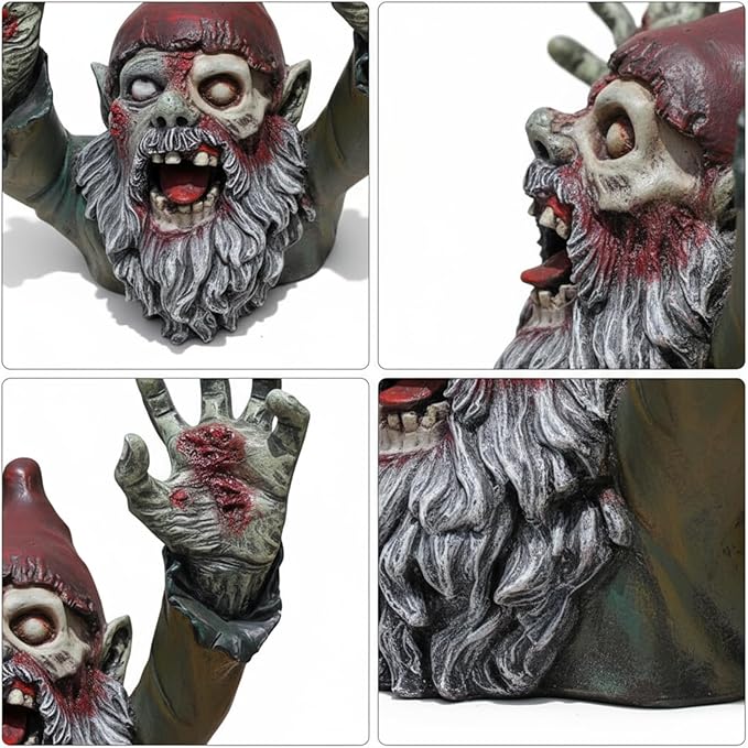 ZWFDC Resin Gnomes, Gnomes Garden Decor, Scary Gnome for Patio Halloween Decoration, Garden Sculptures, Statues Outdoor Decorations - 4.13inch