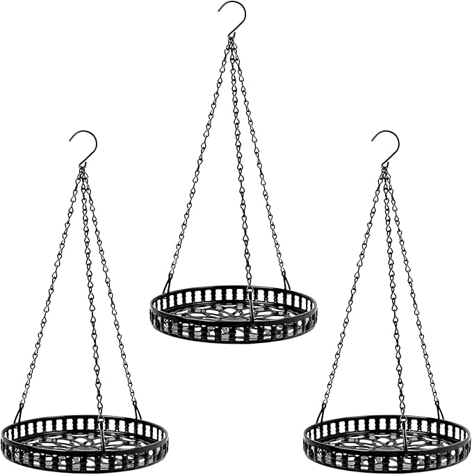 PIKAMAO Plant Hanger Indoor Outdoor 3 Pack, Hanging Planter for Indoor Outdoor Plants, Hanging Plant Holder Shelf, Hanging Basket, Decorative Metal Plant Holder