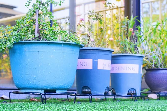 NSYOOMH 2 packs 12" Black Metal Plant Stands Heavy Duty Plants Holder Outdoor Indoor, Round Wrought Iron Sturdy Flower Planter Pot Stand, Corner Gardening Inside Potted Plant Risers - 12Inches