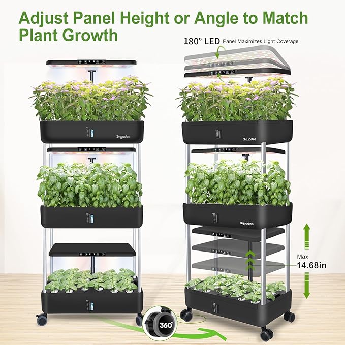 Hydroponics Growing System Indoor Garden - DRYADES Herbs Garden Kit Indoor with LED Grow Light Grow Anything Plants Germination Kit (No Seeds) Harvest Vegetable Lettuce for Home Kitchen (66 Pods)