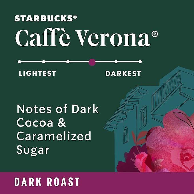 Starbucks Ground Coffee, Dark Roast Coffee, Caffè Verona, 100% Arabica, 1 bag (28 oz) (Pack of 2)