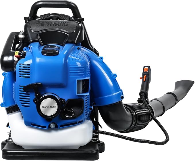 75.6CC Backpack Leaf Blower, 750CFM 205MPH 4-Stroke Engine Gas Leaf Blower Back Pack Leaf Blowers Gas Leaf & Snow Blower for Lawn, Garden & Commercial Use Blue BBX9900