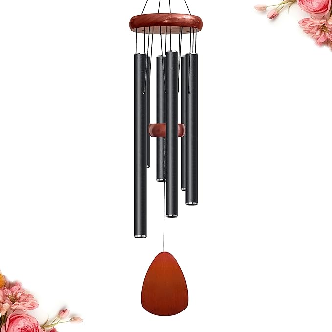 Bursvik 28" Black Wind Chimes for Mothers Day, Decorative Wind Chimes for Outside, Memorial Windchimes Remembrance Gift for Women Mom Grandma, Metal Windchime Outdoor Decor for Garden Patio Zen