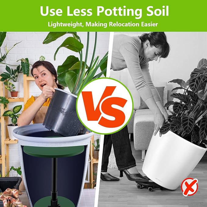2 Pack Adjustable Height Plant Risers for Inside Pots, 17.5-30" Planter Inserts for Large Pots, Pot Fillers for Tall Square Round Taper Planters (6" 8" 10" Base or Top)